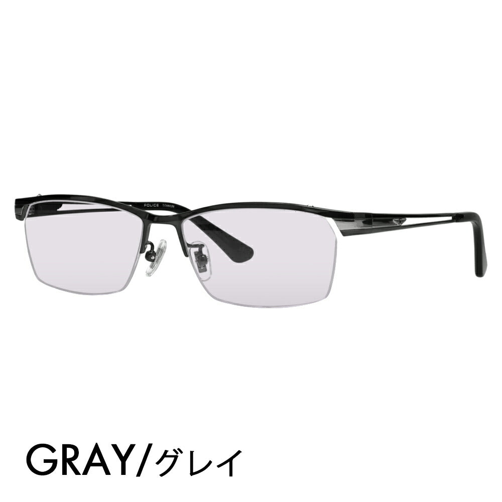 [Authorized Retailer] Police Glasses Frame Sunglasses Color Lens Set VPLM45J BK11 55 POLICE 2024 Model Square Titanium Men's Half Rim Nylor Fashion Glasses Glasses 