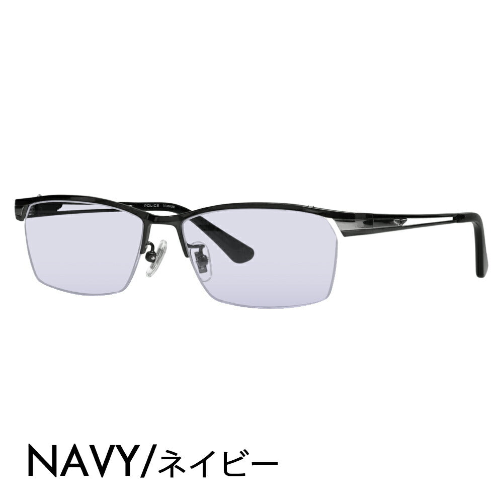 [Authorized Retailer] Police Glasses Frame Sunglasses Color Lens Set VPLM45J BK11 55 POLICE 2024 Model Square Titanium Men's Half Rim Nylor Fashion Glasses Glasses 