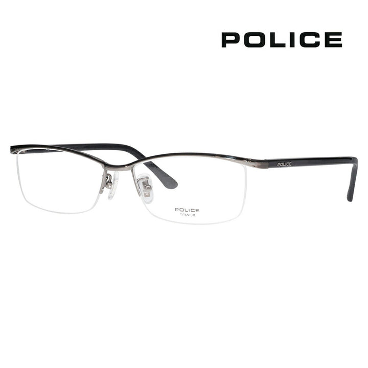 【正規品販売店】度なし1.55レンズ交換+0円 ポリス メガネ サングラス VPLN69J 0568 56 POLICE スクエア メンズ チタン ジャパンモデル 伊達眼鏡
