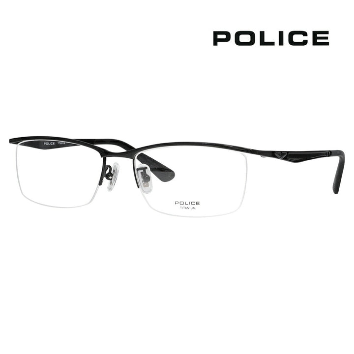 【正規品販売店】度なし1.55レンズ交換+0円 ポリス メガネ フレーム VPLQ52J 0530 55 POLICE メンズ スクエア ナイロール ブロー ジャパンモデル