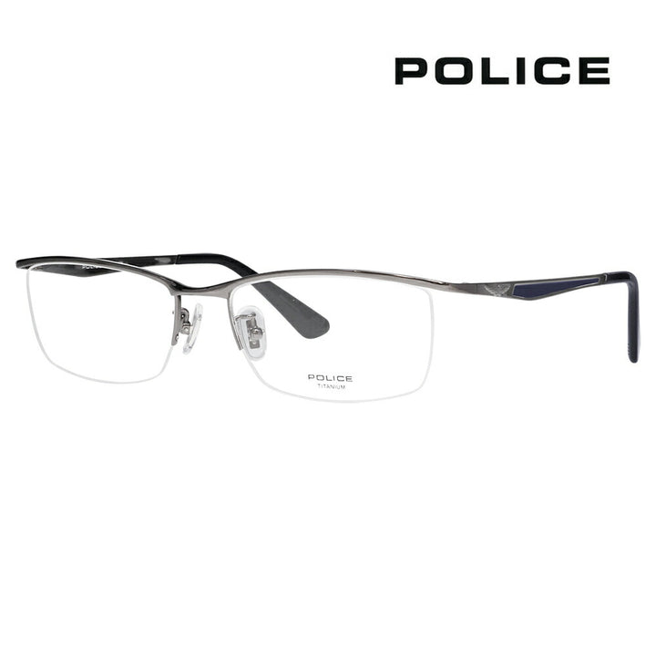 【正規品販売店】度なし1.55レンズ交換+0円 ポリス メガネ フレーム VPLQ52J 0568 55 POLICE メンズ スクエア ナイロール ブロー ジャパンモデル