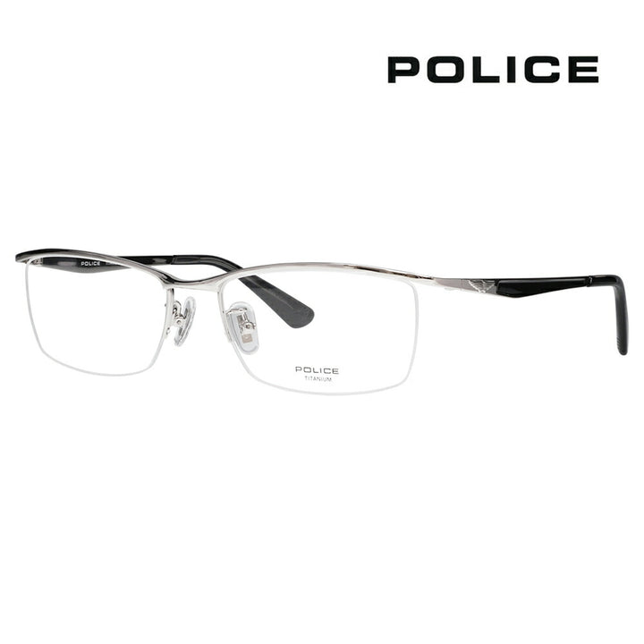 【正規品販売店】度なし1.55レンズ交換+0円 ポリス メガネ フレーム VPLQ52J 0579 55 POLICE メンズ スクエア ナイロール ブロー ジャパンモデル