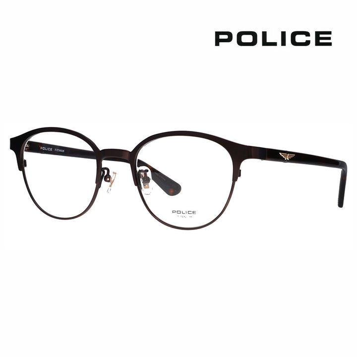 【正規品販売店】度なし1.55レンズ交換+0円 ポリス メガネ フレーム VPLQ53J 0C2B 50 POLICE メンズ ボストン チタン コンビネーション ジャパンモデル