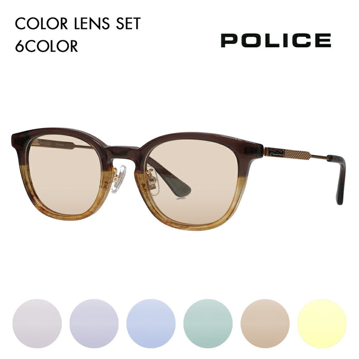 [Authorized Retailer] Police Glasses Frame Sunglasses Color Lens Set VPLQ55J 06DW 48 POLICE 2024 Model Men's Boston Classic Combination Cell Made in Japan Domestic Model Fashion Glasses 