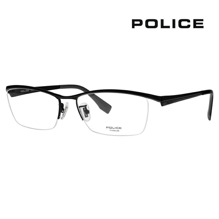 【正規品販売店】度なし1.55レンズ交換+0円 ポリス メガネ フレーム VPLR34J 0531 56 POLICE メンズ スクエア ナイロール ブロー ジャパンモデル