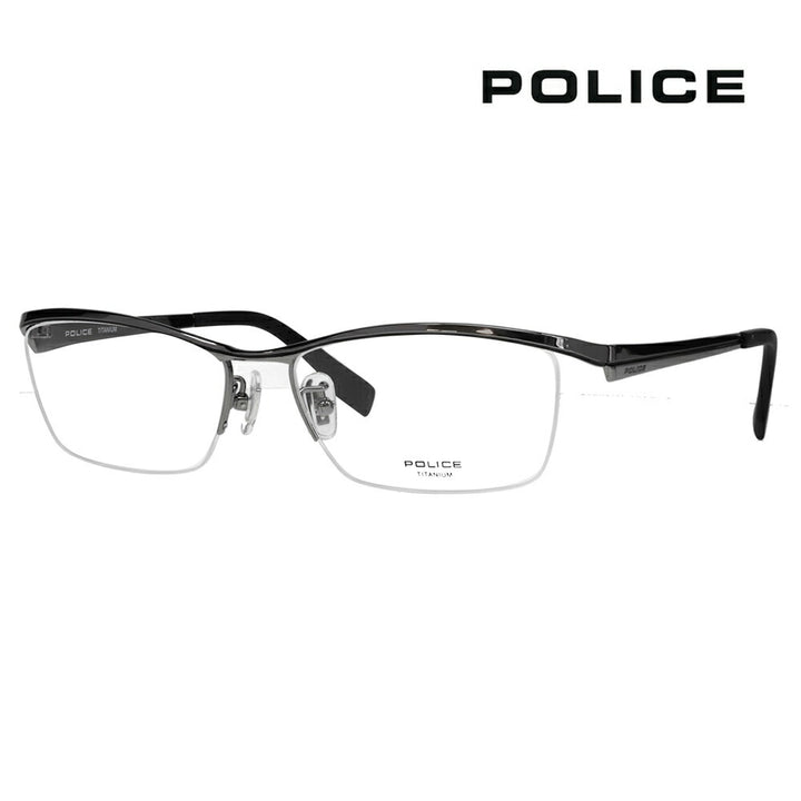 【正規品販売店】度なし1.55レンズ交換+0円 ポリス メガネ フレーム VPLR34J 0568 56 POLICE メンズ スクエア ナイロール ブロー ジャパンモデル