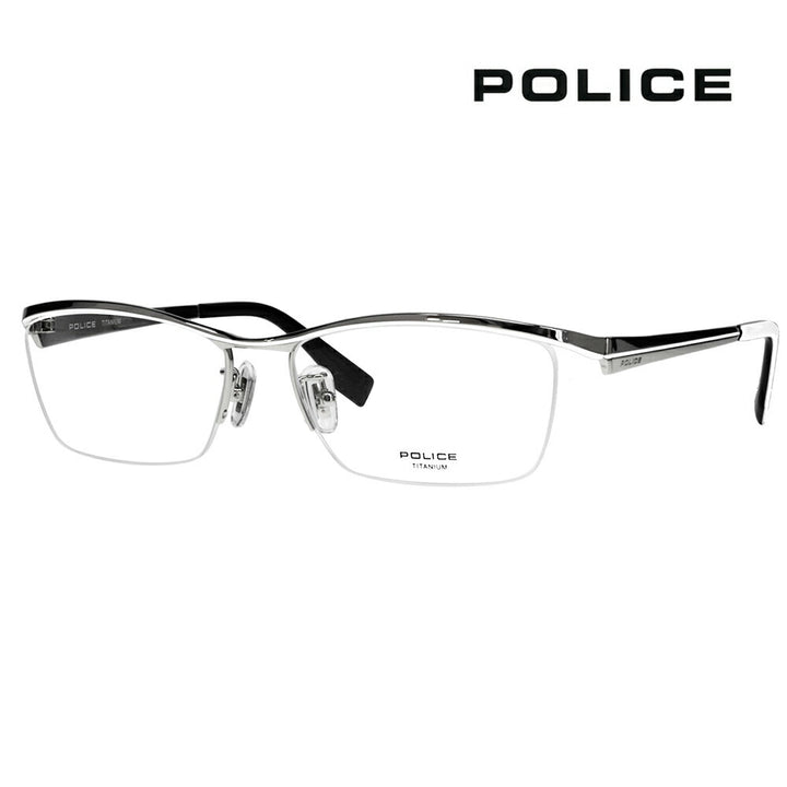【正規品販売店】度なし1.55レンズ交換+0円 ポリス メガネ フレーム VPLR34J 0583 56 POLICE メンズ スクエア ナイロール ブロー ジャパンモデル