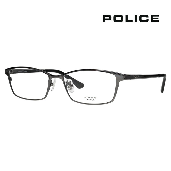 【正規品販売店】度なし1.55レンズ交換+0円 ポリス メガネ フレーム VPLR35J 0S1D 54 POLICE メンズ スクエア チタン シートメタル ジャパンモデル