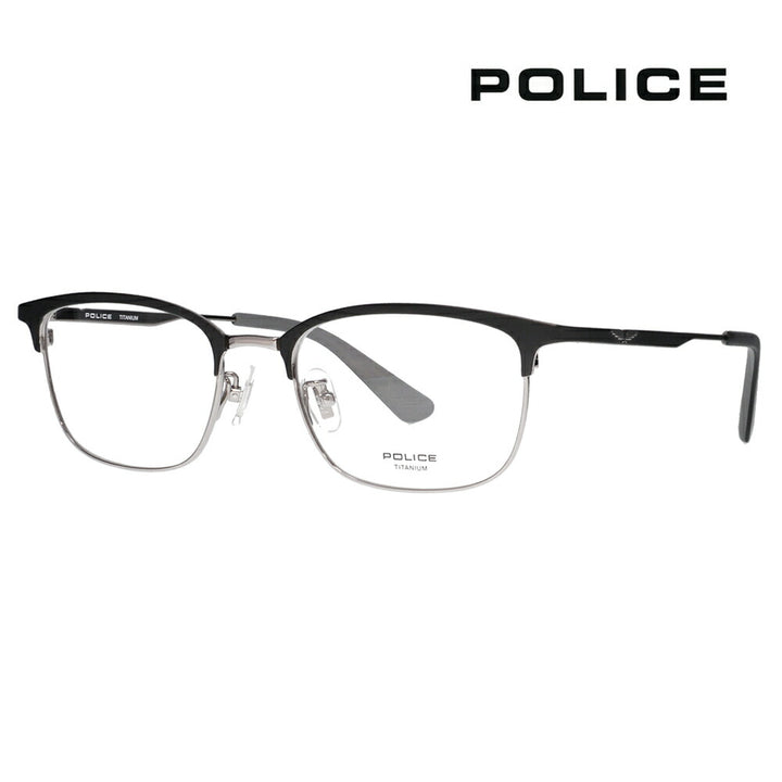 【正規品販売店】度なし1.55レンズ交換+0円 ポリス メガネ フレーム VPLR36J 0S11 52 POLICE メンズ ウェリントン メタルブロー チタン ジャパンモデル