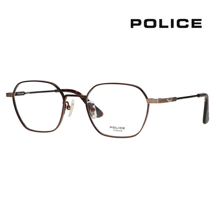 【正規品販売店】度なし1.55レンズ交換+0円 ポリス メガネ フレーム VPLR37J 0C1R 50 POLICE メンズ ヘキサゴン ワイドリム ジャパンモデル