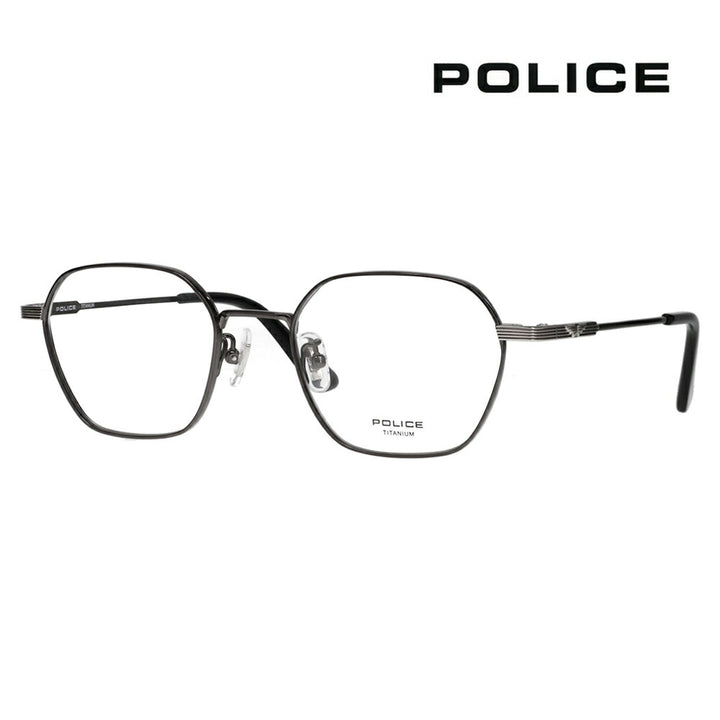 【正規品販売店】度なし1.55レンズ交換+0円 ポリス メガネ フレーム VPLR37J 0S1M 50 POLICE メンズ ヘキサゴン ワイドリム ジャパンモデル